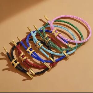 Unisex Red 🔴 Rope Stainless Steel Pull H Bracelet